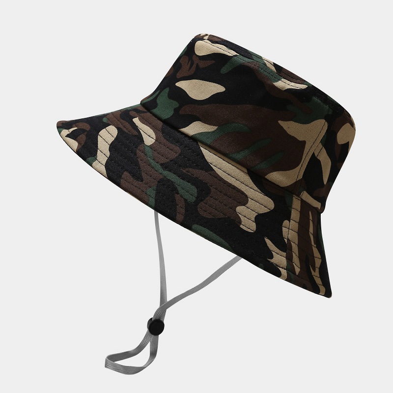 Boonie Hat Tactical - 迷彩柄バケットハット ワイドブリム 日焼け防止 フィッシングキャップ タクティカルブーニーハット 調節可能な風よけ紐付き