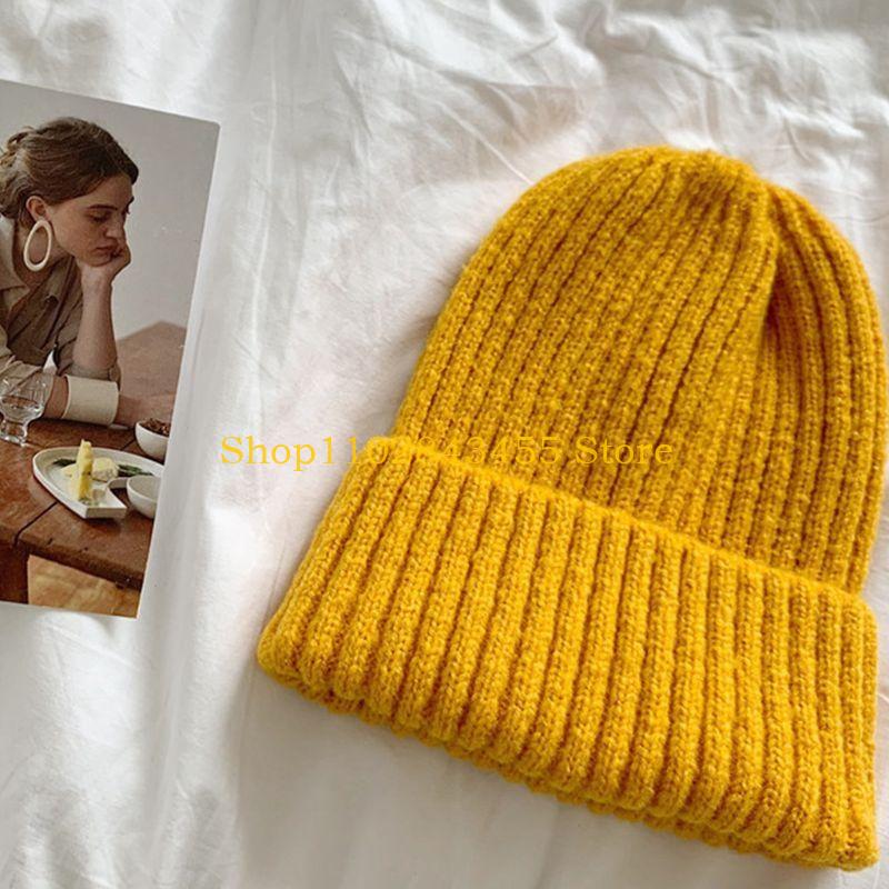 Beanie Cuffed Knit - 49MC ユニセックス冬リブニットビーニー帽子ソリッドキャンディーカラー暖かいカフ付きスカルキャップ