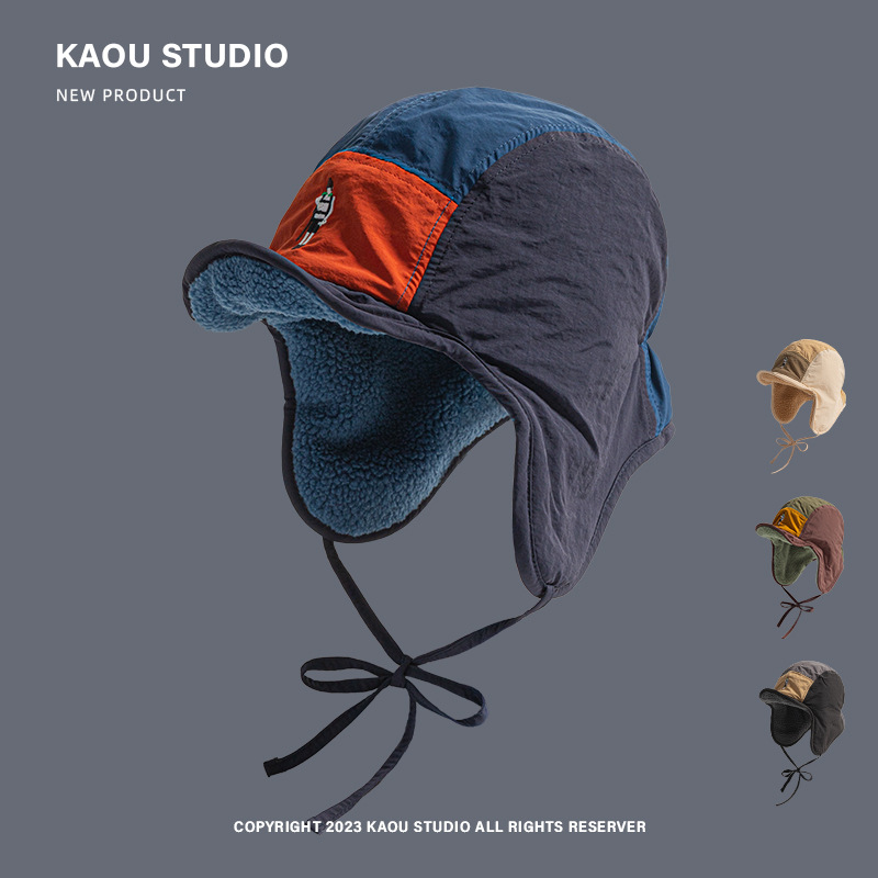 Corduroy Cap 5 Panel - 男性と女性のためのレトロなフリースサイクリングキャップ,耳の保護,暖かい爆撃機の帽子,色のマッチング,スキーパイロットの帽子,和風,秋,冬