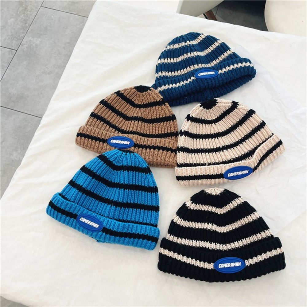 Beanie Cuffed Knit - ファッション暖かい子供用帽子通気性のある快適なストライプニット帽子カフ付きエッジ防風ビーニーハット男の子と女の子用