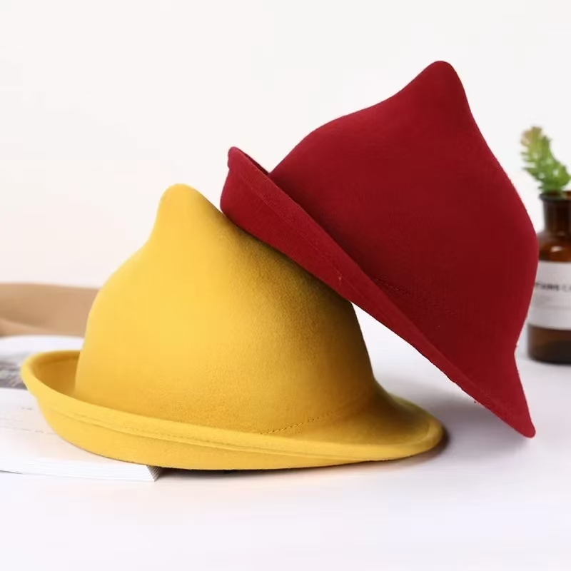 Fedora Hat Wool - 2025 100% ウール現代魔女帽子ハロウィン冬厚く暖かいエレガントなキャップクリスマスパーティーコスチュームアクセサリー