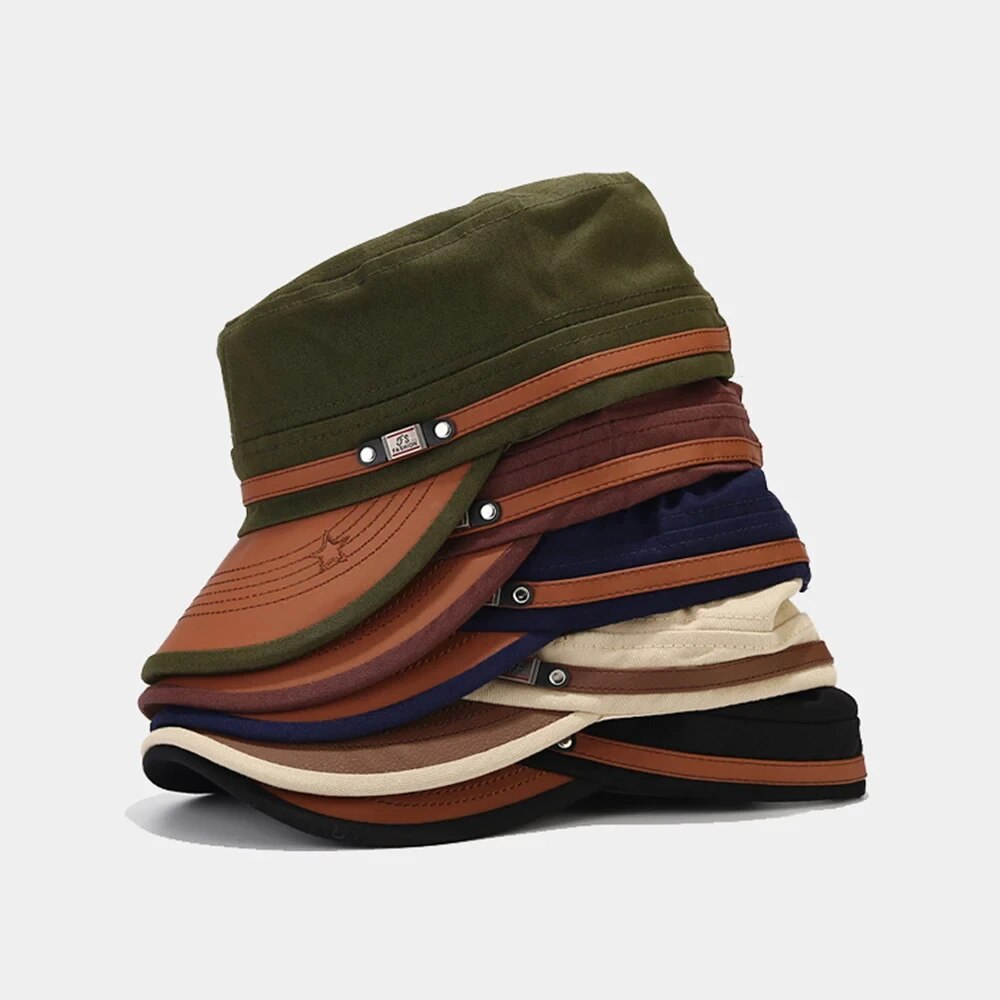 Dad Hat Cotton - カジュアル士官候補生帽子男フラットトップキャップファッション綿バイザー帽子夏秋ヴィンテージ軍帽子大人のお父さんの帽子ユニセックス野球帽