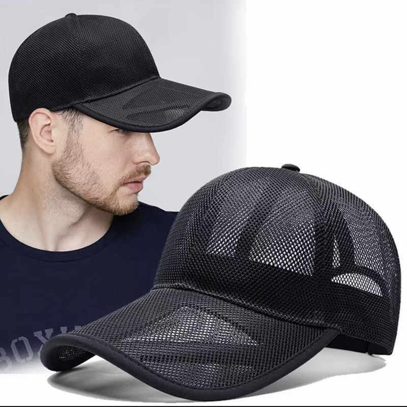 Baseball Cap Structured - 夏用中空つば通気性フルメッシュ野球帽、ユニセックス、アウトドア活動用調節可能なサンハット