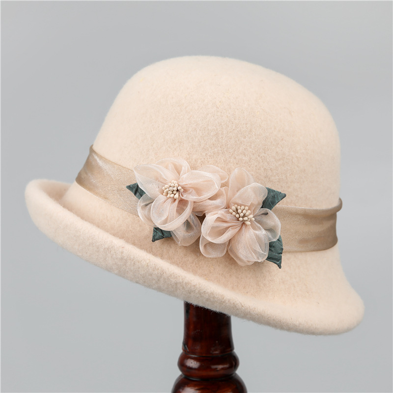 Beret French Wool - フレンチヴィンテージウールベレー帽 - 秋冬用ロールブリムフェルトバケットハット、レディースファッションステートメントピース