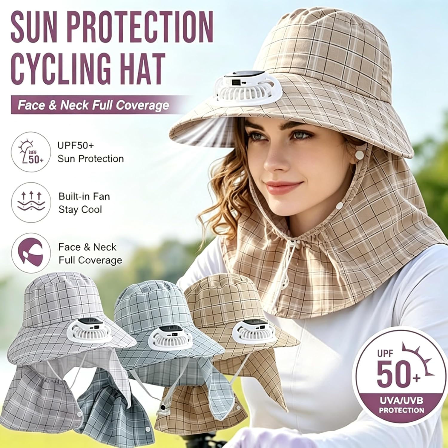 Visor Sun Hat - 1PC ソーラーパワーネックガードファンハット USB 充電式ファンハット夏の屋外釣りキャンプ農業サンバイザー帽子ドロップシッピング