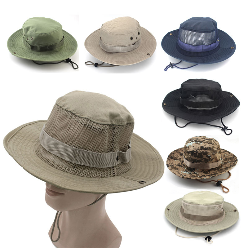 Boonie Hat Tactical - 男性と女性のためのカモフラージュサンハット、戦術的なキャップ、アウトドアスポーツ、釣り、ハイキング、狩猟、サンバケット、60cm