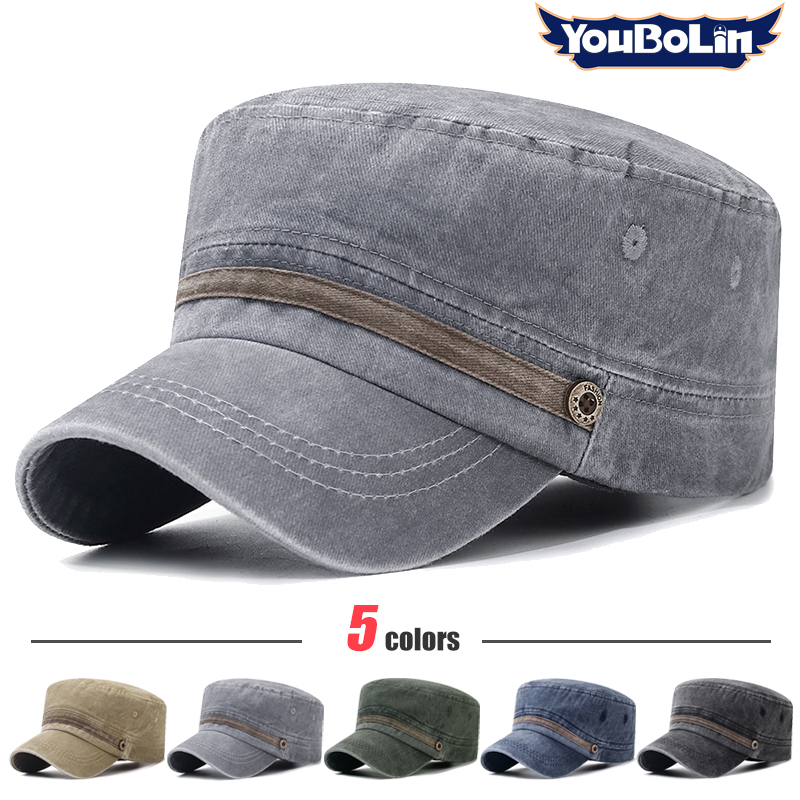 Dad Hat Cotton - 洗いざらしの帽子、古い綿のフラットハット、綿の通気性のあるボタンキャップ、中高年のお父さん向けのアウトドアサンハット