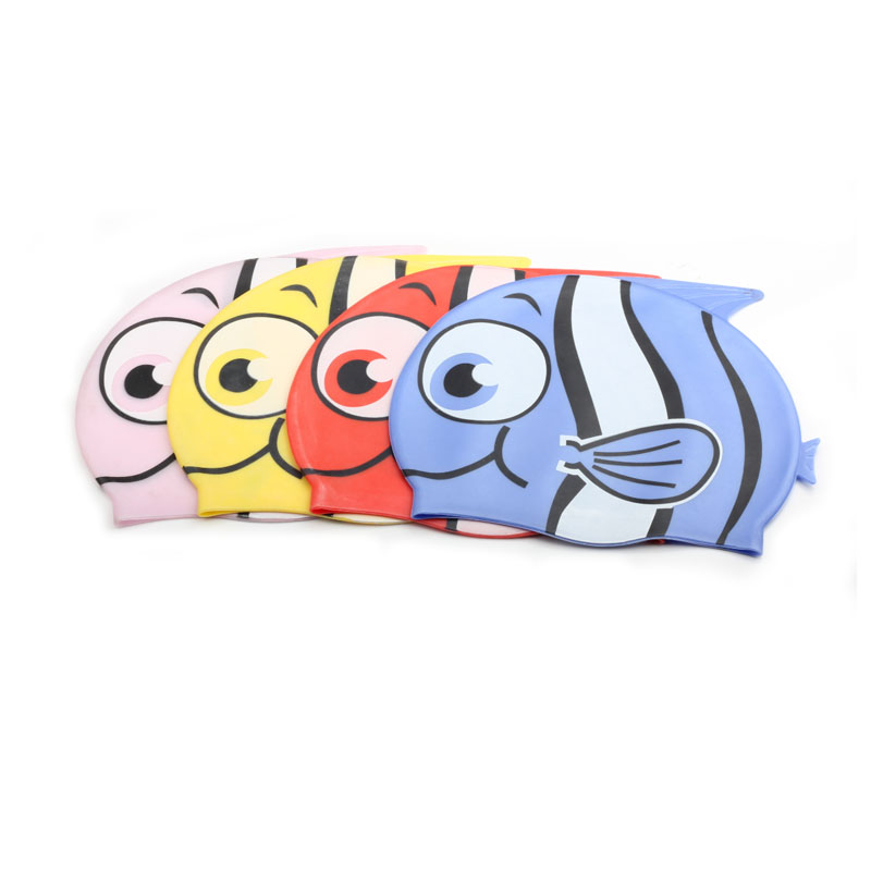 Swim Hat Silicone - 男の子女子シリコーン弾性水泳キャップ防水子供水泳プールキャップ子供の耳保護熱帯魚漫画ダイビング帽子