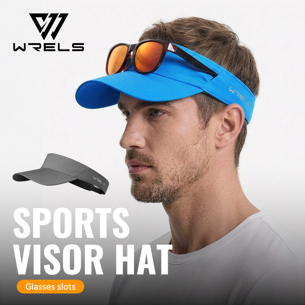 Running Cap Lightweight - WRELS スポーツサンバイザーハット エンプティトップ 軽量 調節可能 野球帽