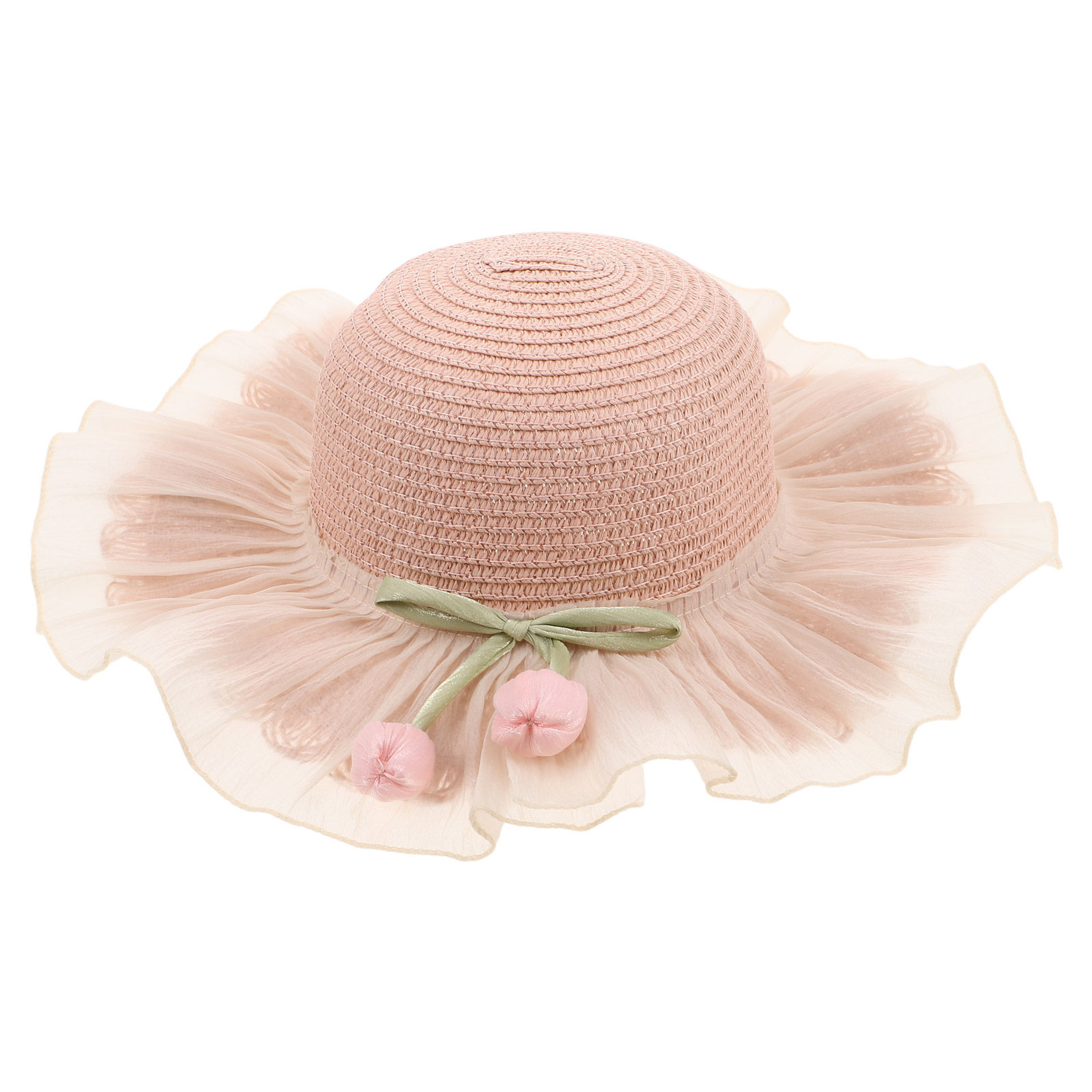 Sun Hat Wide Brim - ガールサマーストローサンハットつば広通気性調節可能なストラップビーチハット子供用日焼け止めビーチアクセサリー