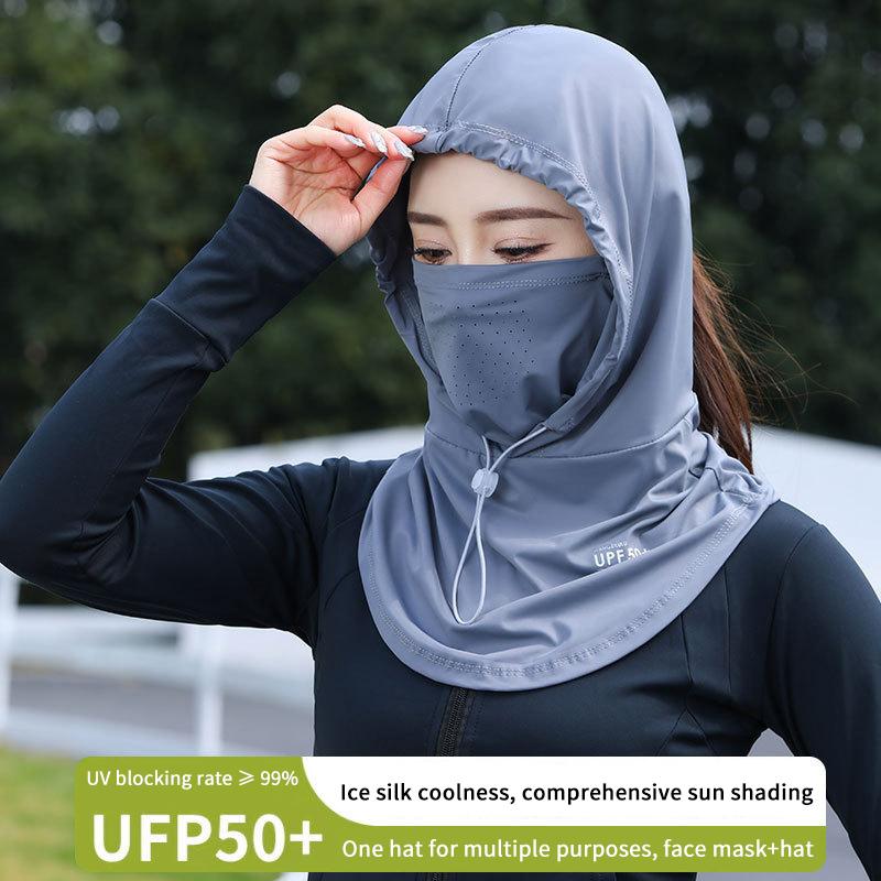 Sun Hat Wide Brim - アイスシルクサンハット女性用UV保護調節可能なつば広キャップ、ネックショール付き、屋外夏旅行ビーチ用