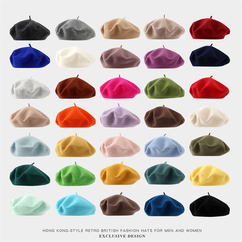 Beret French Wool - ビッグサイズベレー帽女性用大型ベレー帽暖かいユニセックスフレンチウィンターハット女性画家用帽子シャポーファム