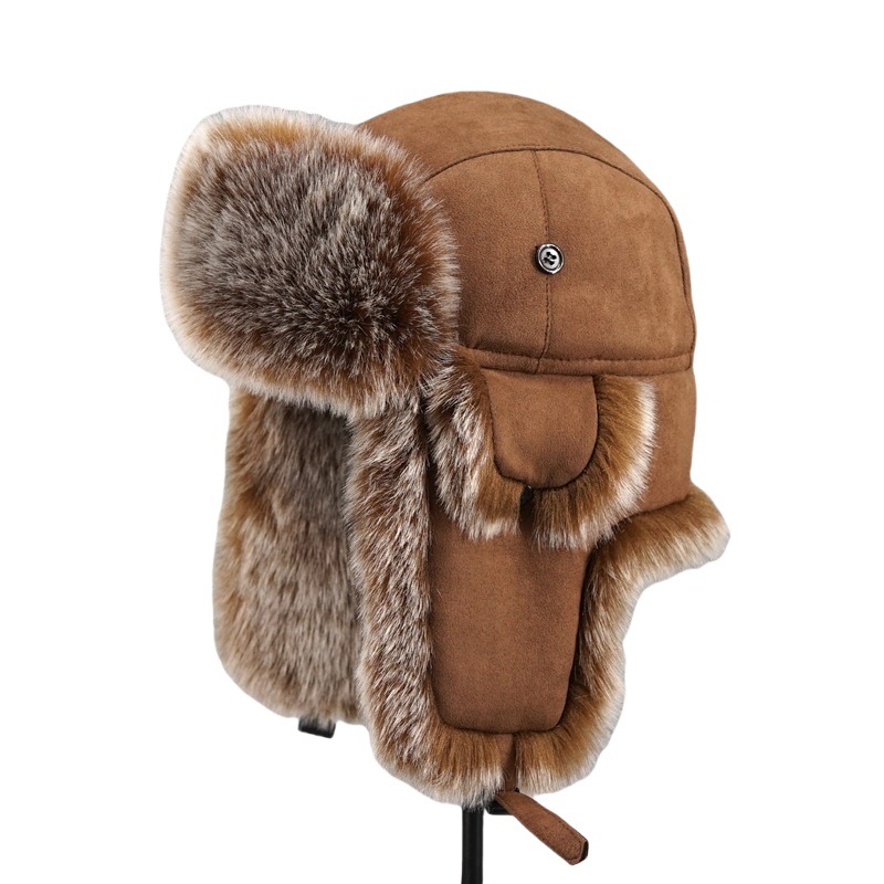Trapper Hat Ear Flap - メンズ冬用イミテーションファートラッパーハット、耳当て付きで暖かく防風性があり、アウトドアアドベンチャーに最適です。
