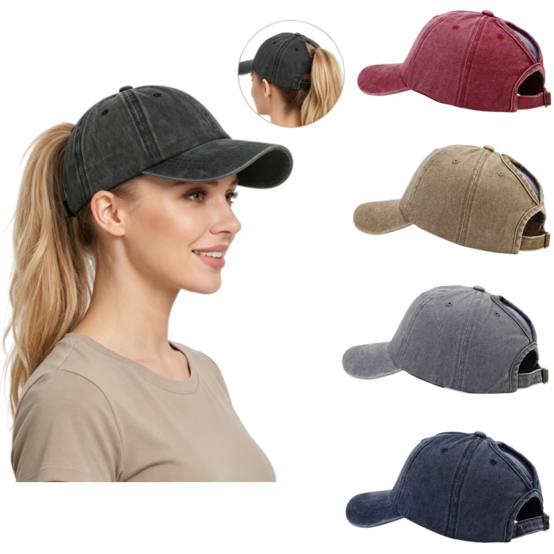 Golf Cap Dad - ウォッシュドコットン調節可能なポニーテール野球帽クラシックなスナップバックダッドハット通気性のあるゴルフ釣りアウトドアサンキャップ