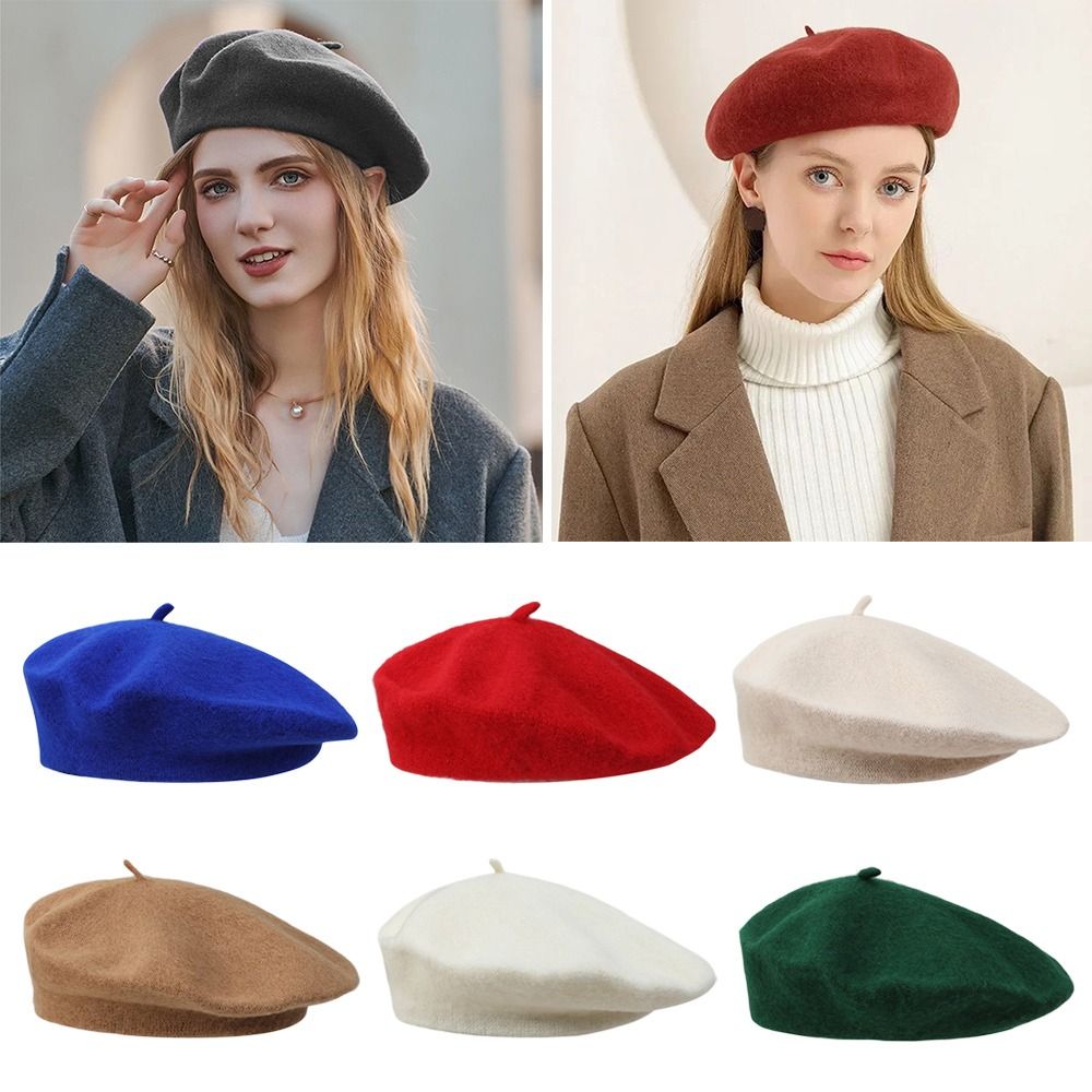 Beret French Wool - ファッション暖かい冬用ウールベレー帽レトロエレガントなフランス風アーティストハットオールマッチ無地キャップレディース
