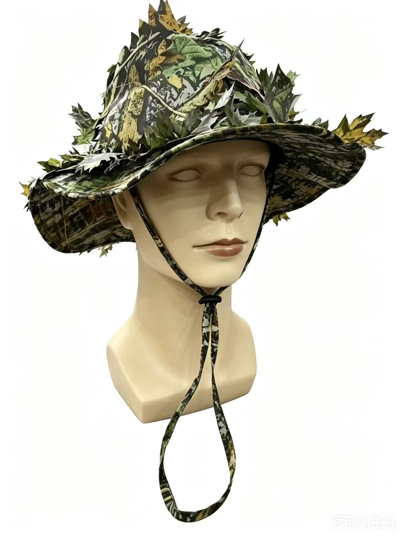 Boonie Hat Tactical - メンズ迷彩ブーニーハット 3D リーフカモフラージュ タクティカルキャップ ギリーキャップ ハンタースナイパーハット