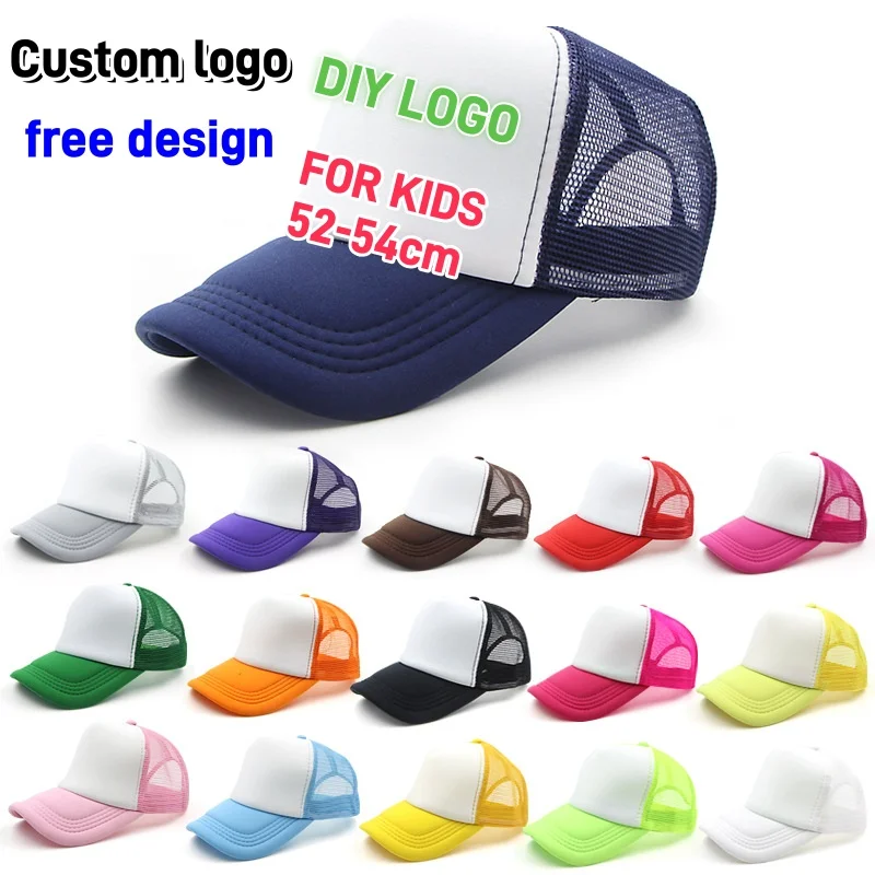 Trucker Cap Mesh - 子供用調節可能メッシュトラッカーハット、カスタムロゴ、個性DIYプリント野球帽、夏用サンバイザー帽、女の子と男の子向け