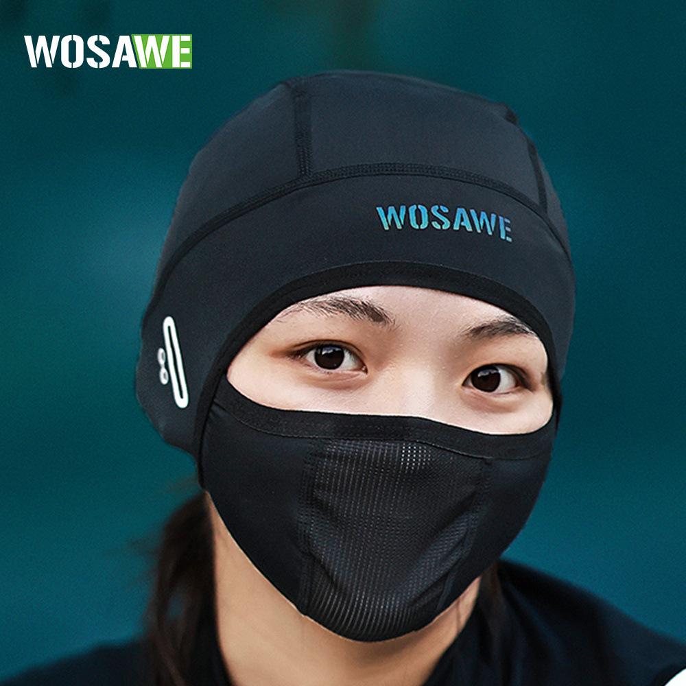 Skull Cap Helmet Liner - WOSAWE サイクリングスカルキャップバラクラバ通気性アイスシルクヘルメットライナー防風フェイスマスク MTB ロードバイク夏スポーツ帽子