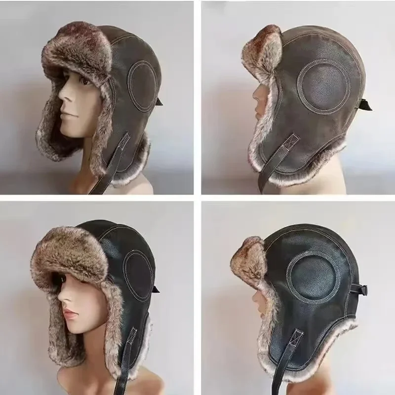 Trapper Hat Ear Flap - レザー SnowWint キャップ 耳当て付き 防風 暖かい