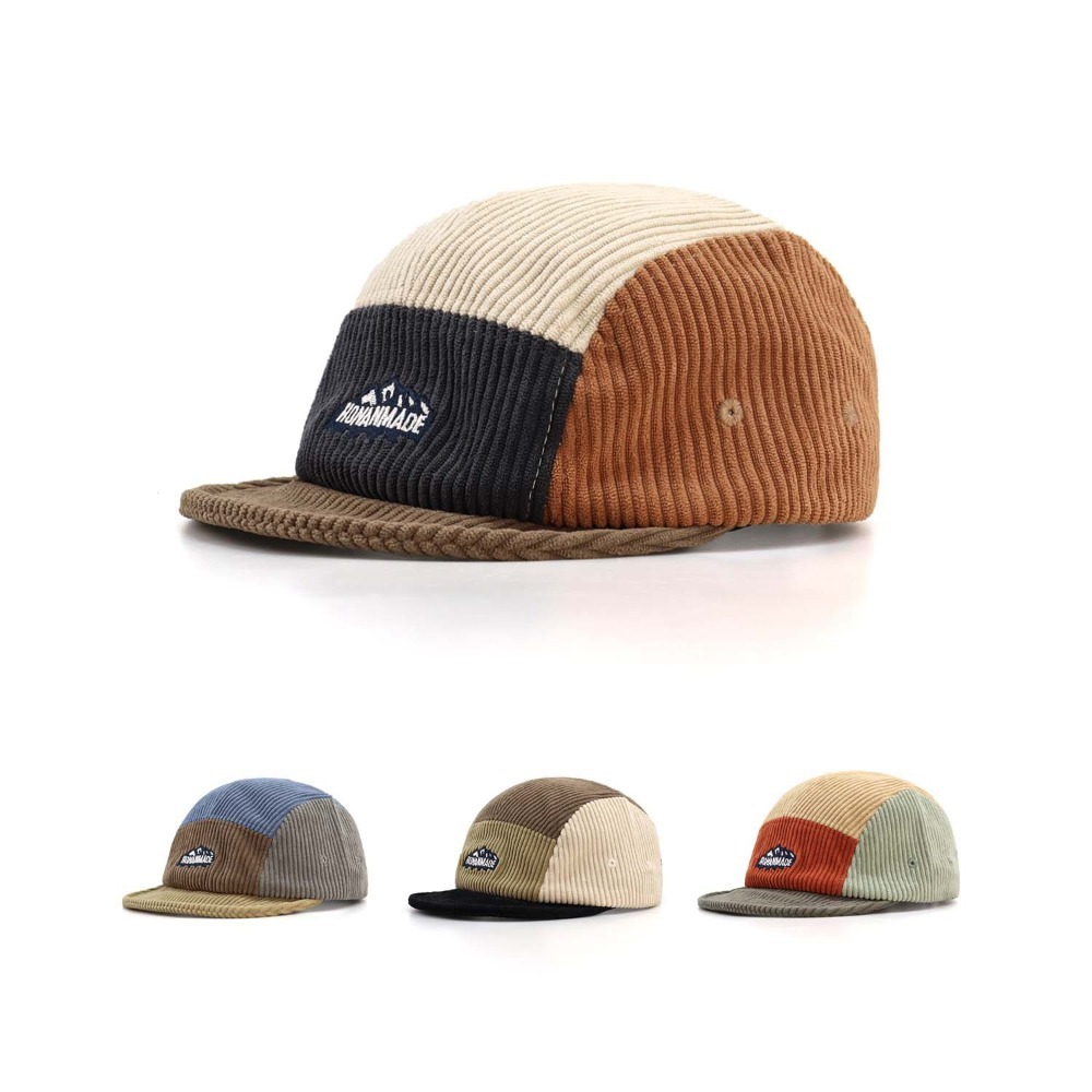 Corduroy Cap 5 Panel - 5パネルショートブリムキャップ、ヴィンテージクラシックブラックコーデュロイメッシュ刺繍レターユニセックス、旅行、アウトドア、カジュアルファッションハットに最適