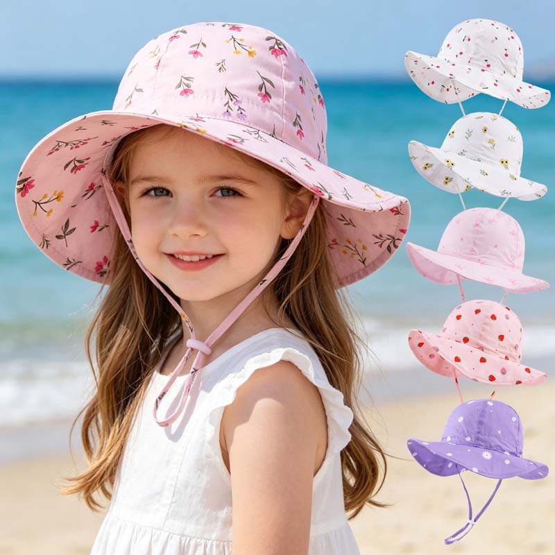 Bucket Hat Cotton - 2026 キッズガール帽子夏プリント子供太陽の帽子女の子のためのビーチ旅行ベビーキャップ子供パナマキャップ 2-6Y