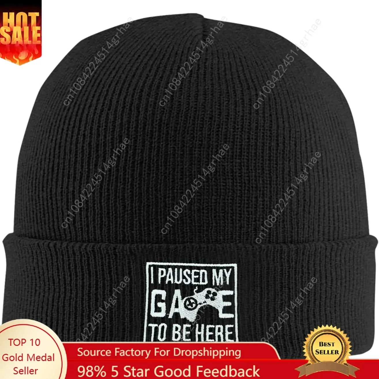 Beanie Cuffed Knit - 魚の刺繍入りビーニーハット 冬用暖かいニットカフ付きスカルキャップ 女性男性用