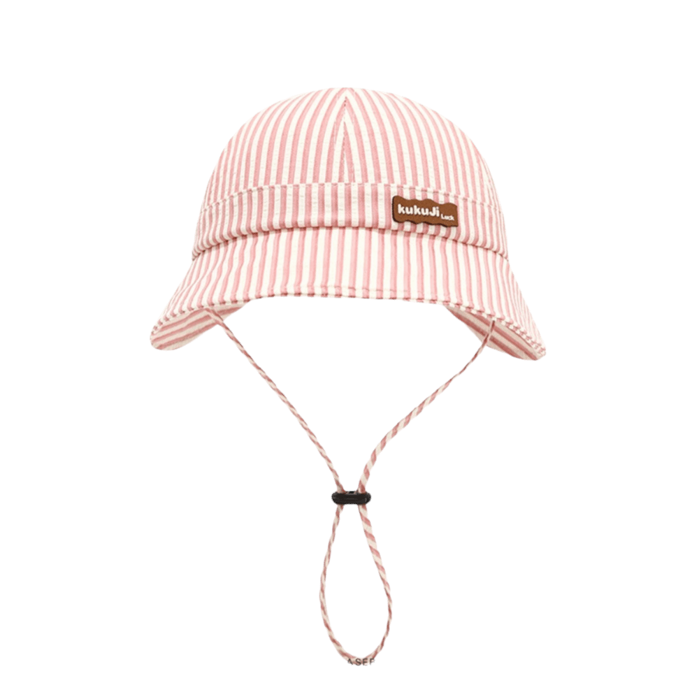 Bucket Hat Cotton - 新しいストライプ柄ベビーバケットハット、調節可能で通気性のあるフィッシャーマンキャップ、コットン製のつば広キッズサンハット、夏用
