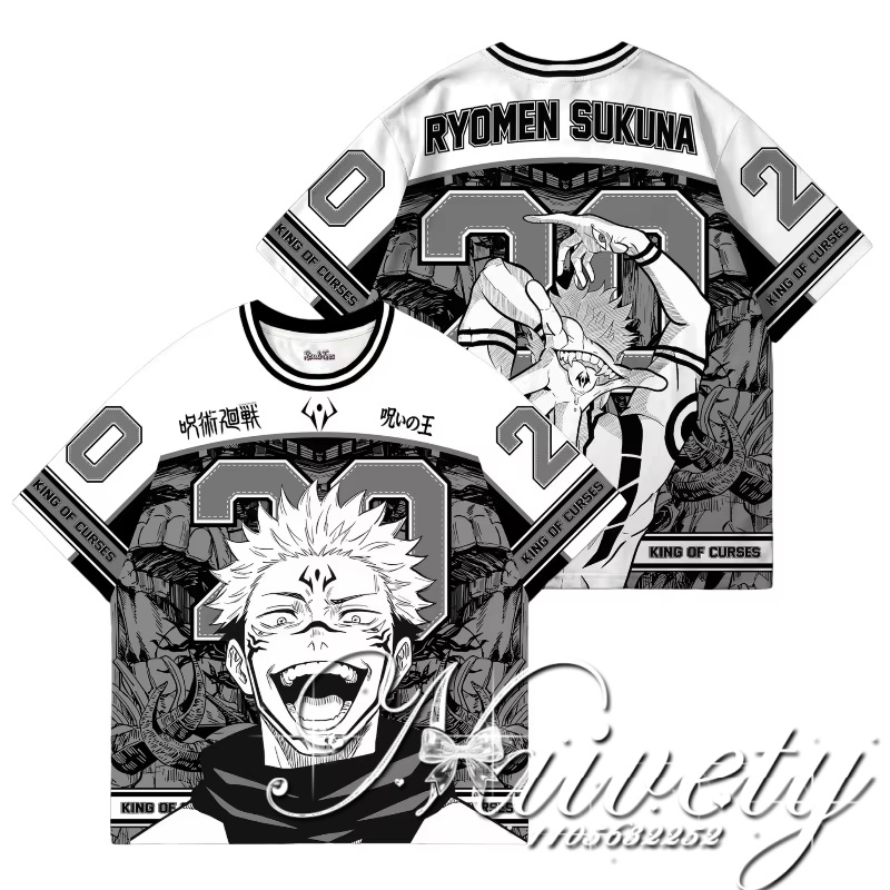 Baseball Cap Structured - 2026年夏ホットセール 呪術廻戦 両面宿儺 3Dプリント速乾野球ジャージTシャツ オーバーサイズ ユニセックス