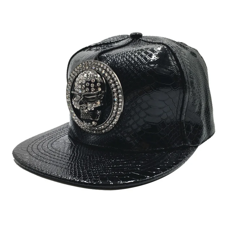Snapback Hat Flat - Oohmy-男性と女性のための調節可能なPUレザーの野球帽,ヒップホップスタイル,サンバイザー,フラップ,フラットダンスストリート,トレンディな帽子,ブランド