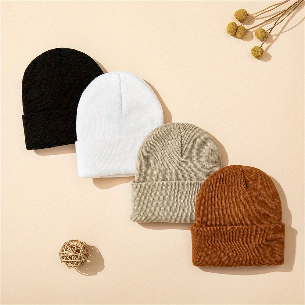 Beanie Cuffed Knit - 4 個ベビー帽子ニットカフビーニー男の子と女の子のための冬暖かいニットビーニー帽子スキー屋外用