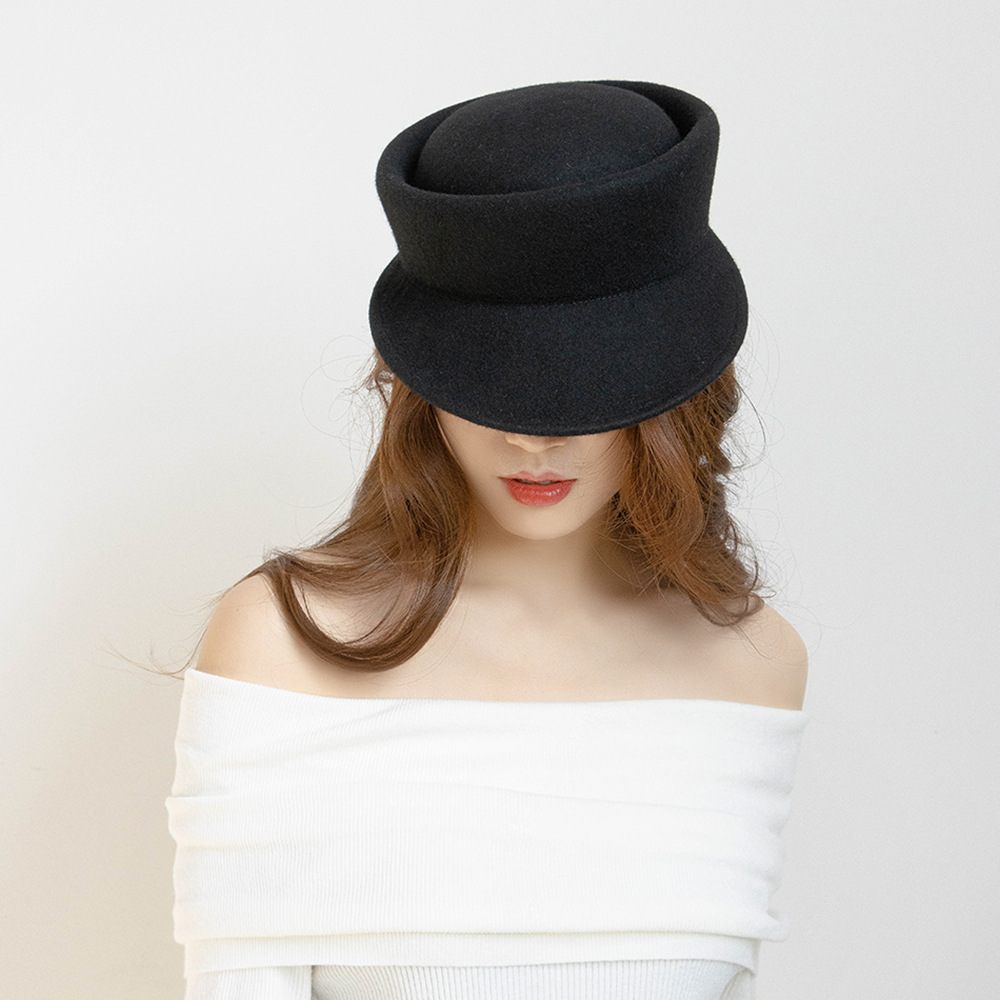 Beret French Wool - フレンチスタイルウールフェルトキャップファッションキャスケット帽女性用冬キャップページボーイキャビーキャップ白黒ベレー帽