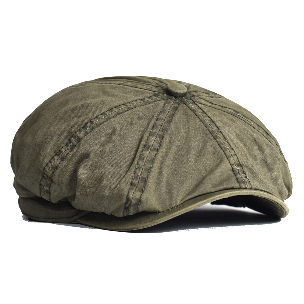 Newsboy Cap Ivy - ウォッシュドコットンキャスケットキャップピーキー八角帽子ヴィンテージカジュアルキャップソリッドベレーバイザーギャツビーフラットアイビーハット