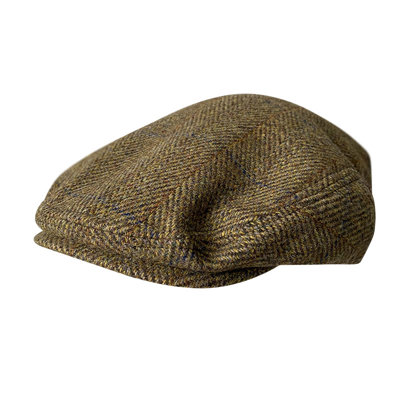 男性用ストライプグレーウールフラットキャップ、ガッツビーキャ - Newsboy Cap Ivy のレビューと価格