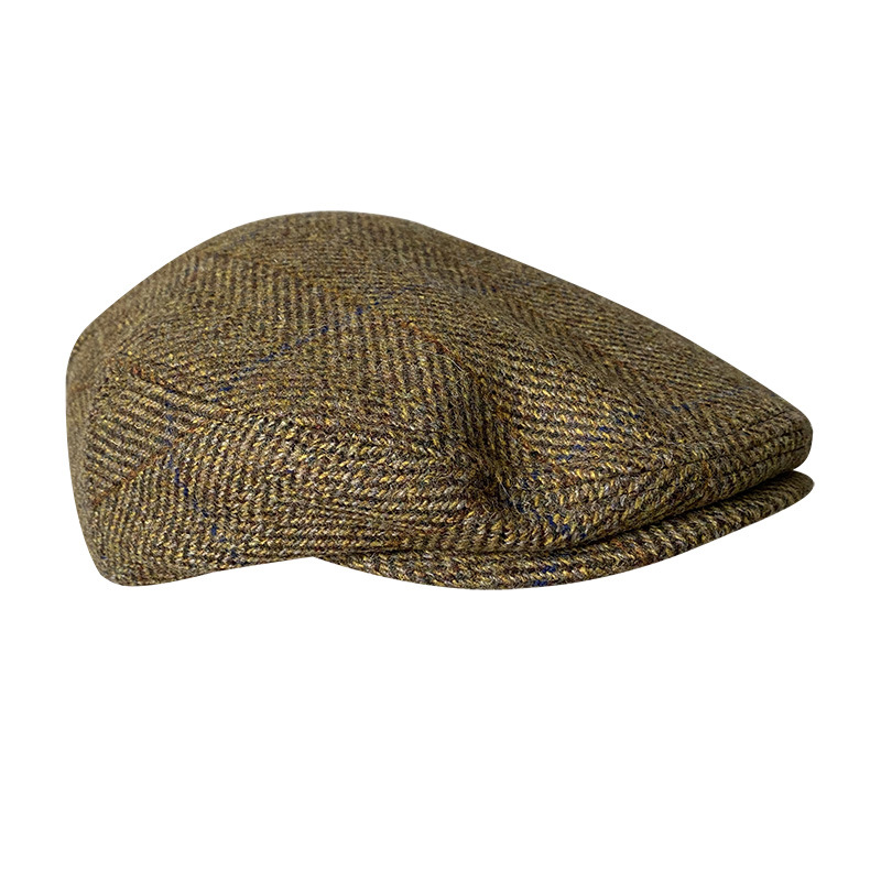 男性用ストライプグレーウールフラットキャップ、ガッツビーキャ - Newsboy Cap Ivy のレビューと価格