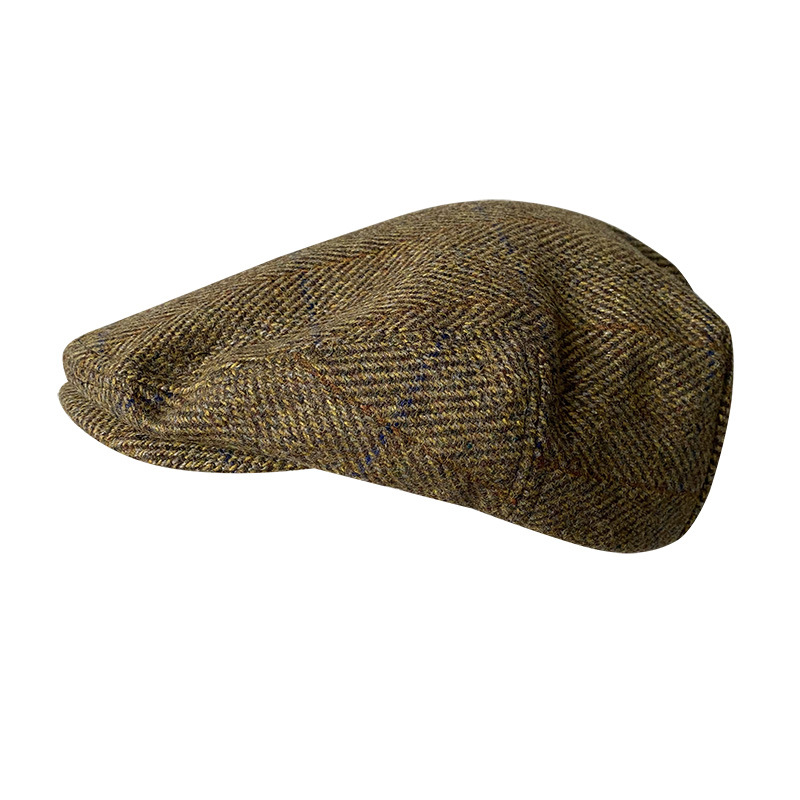 男性用ストライプグレーウールフラットキャップ、ガッツビーキャ - Newsboy Cap Ivy のレビューと価格