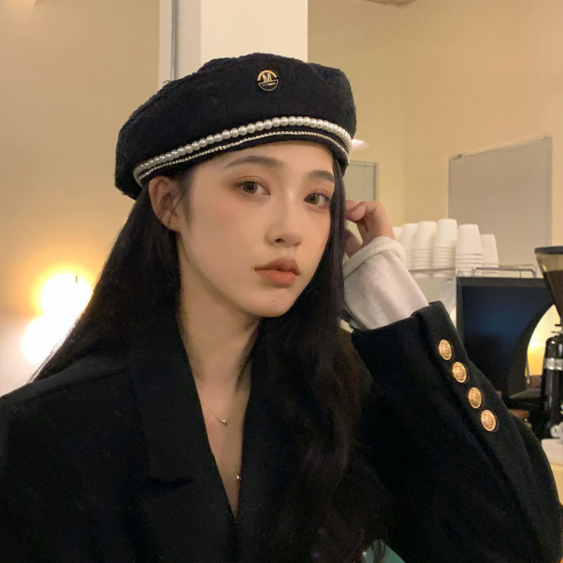 W102冬のバーネット、チェーン、パール、ヘップバーンスタイ - Beret French Wool のレビューと価格