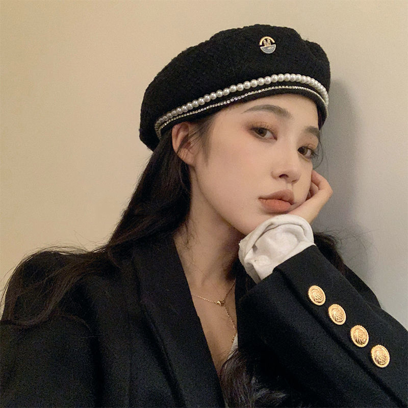 W102冬のバーネット、チェーン、パール、ヘップバーンスタイ - Beret French Wool のレビューと価格