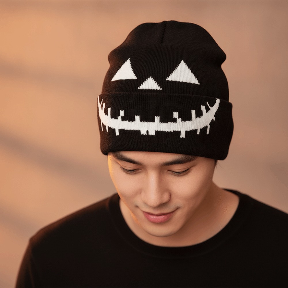 ニット生地のパンプキンビーニーハット、柔らかい質感、パンプキ - Beanie Cuffed Knit のレビューと価格