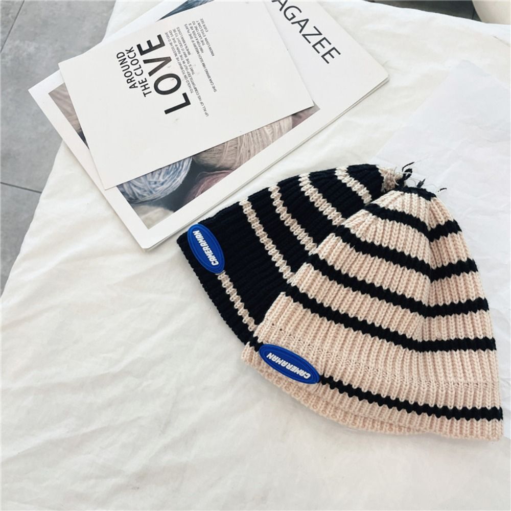 ファッション暖かい子供用帽子通気性のある快適なストライプニッ - Beanie Cuffed Knit のレビューと価格