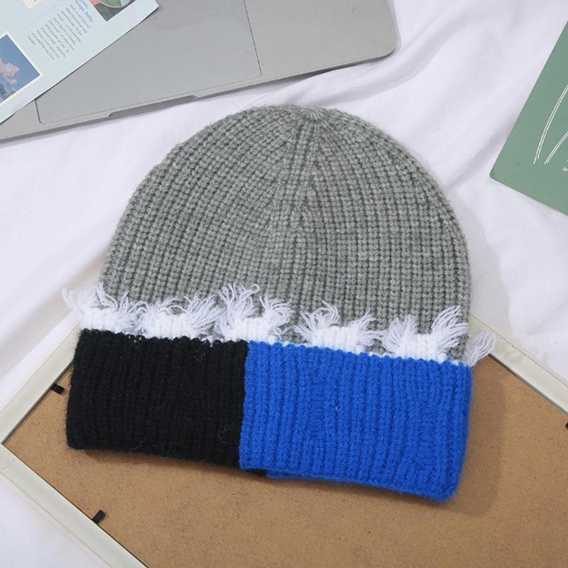 韓国語バージョンカラーマッチングニットカフスビーニー暖かい防 - Beanie Cuffed Knit のレビューと価格
