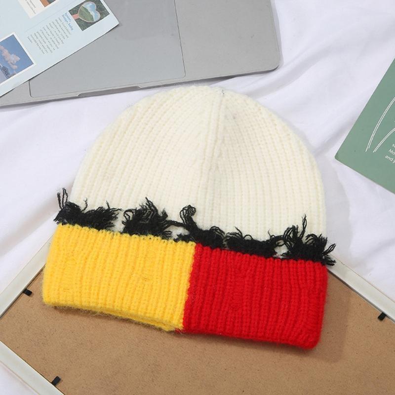 韓国語バージョンカラーマッチングニットカフスビーニー暖かい防 - Beanie Cuffed Knit のレビューと価格