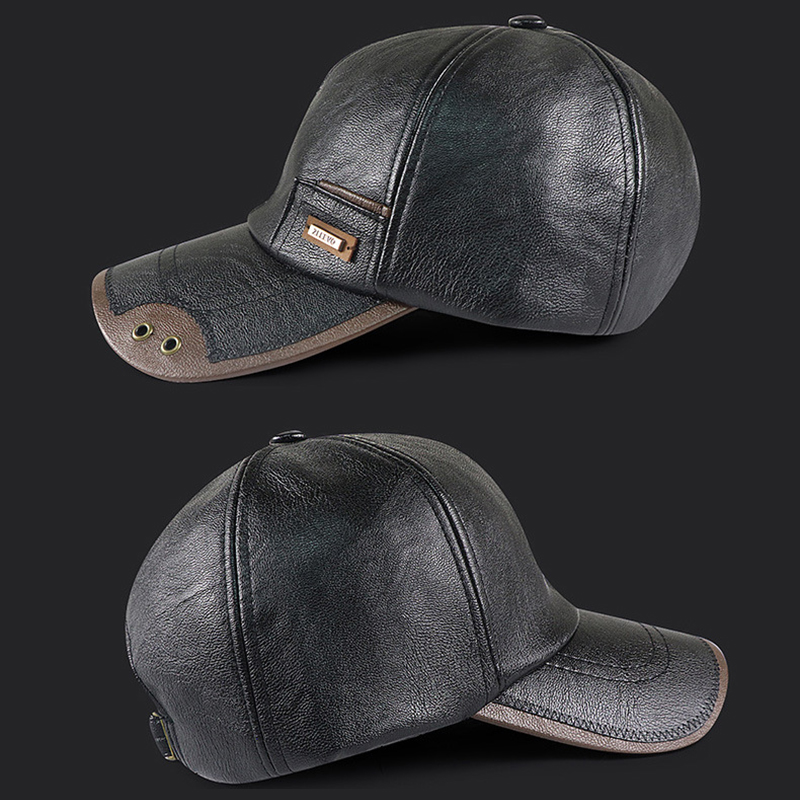 レトロPUレザー野球帽 メンズ 秋冬 ダッドハット 中年 ド - Baseball Cap Structured のレビューと価格