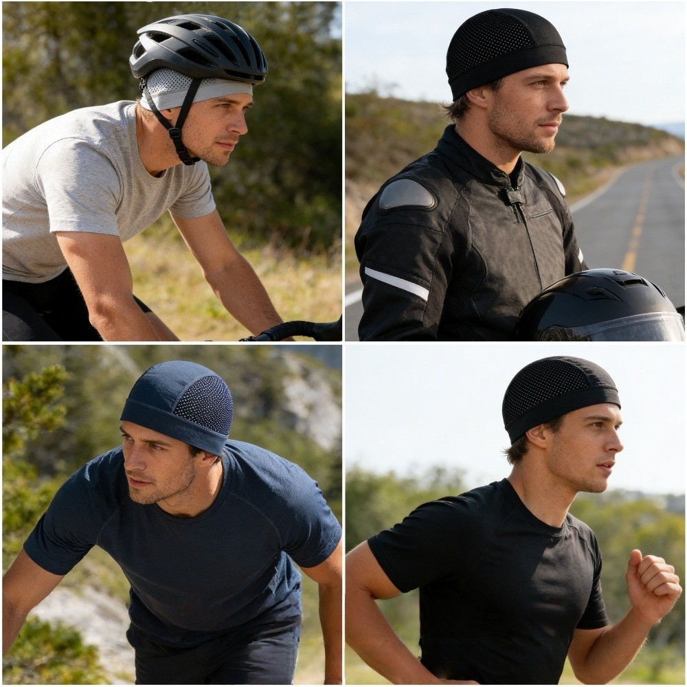 カジュアル薄型メッシュスカルビーニーキャップ速乾性日焼け防止 - Skull Cap Helmet Liner のレビューと価格