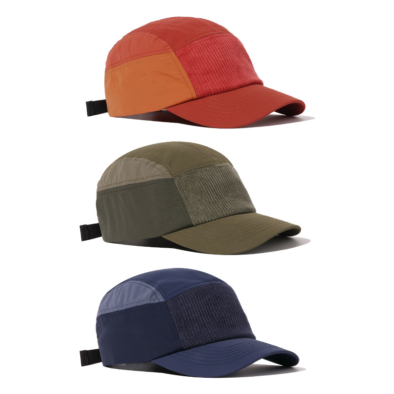 5パネルストリートスタイルワークウェア野球帽、カラーブロック - Corduroy Cap 5 Panel のレビューと価格