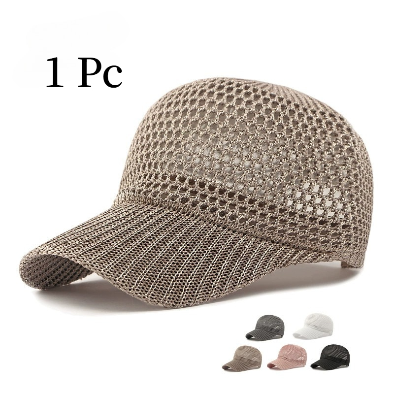 メンズ・レディース兼用 通気性メッシュ野球帽 軽量中空ニット - Baseball Cap Structured のレビューと価格