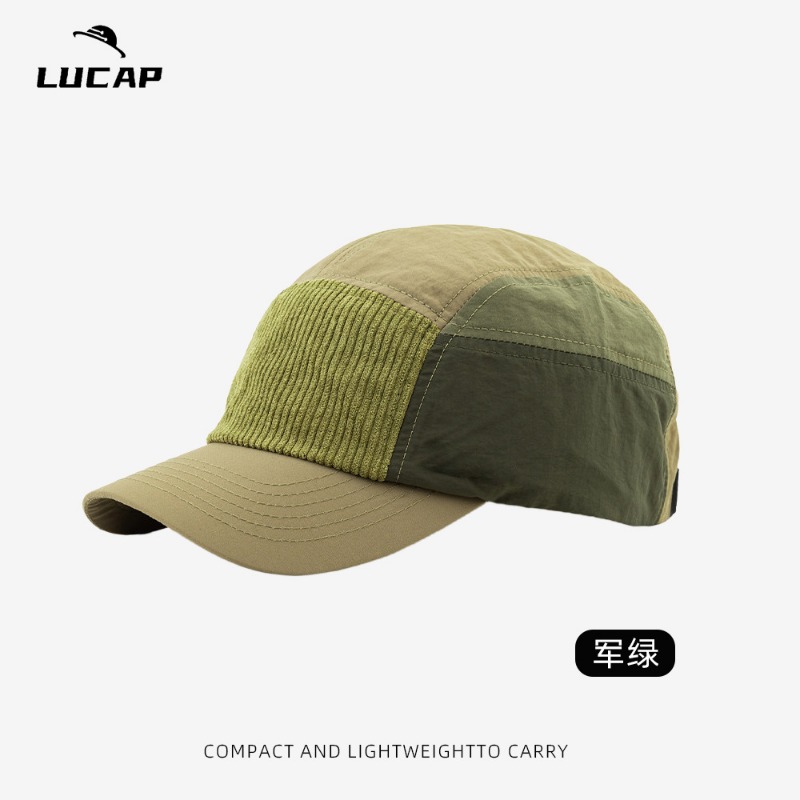 カスタム刺繍ロゴ入りカラーブロックコーデュロイパネル野球帽  - Corduroy Cap 5 Panel のレビューと価格