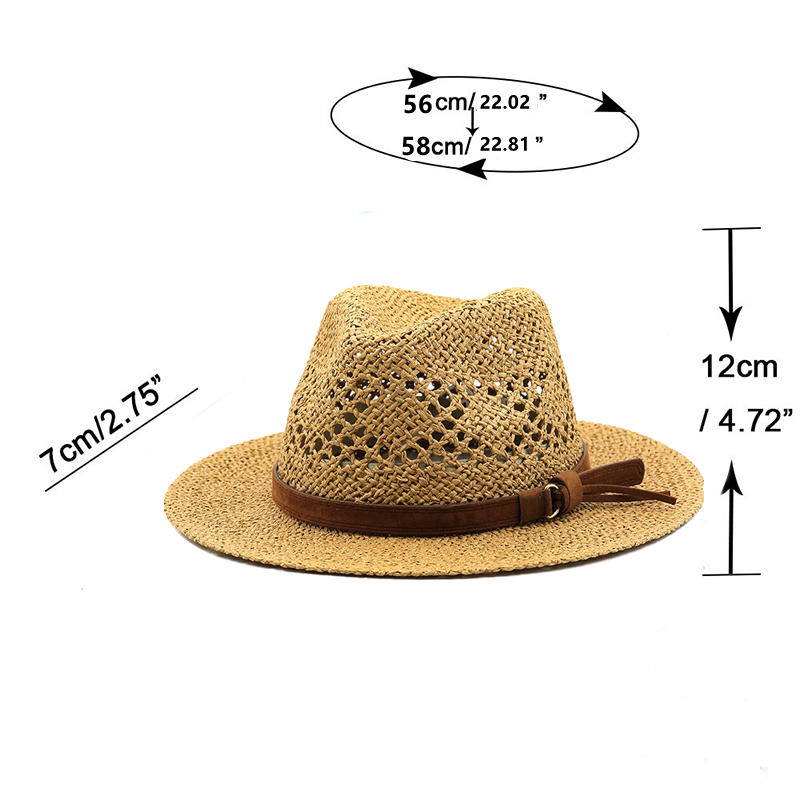 男性と女性のための透かし彫りの麦わら帽子,革の帽子,麦わら帽 - Cowboy Hat Straw のレビューと価格