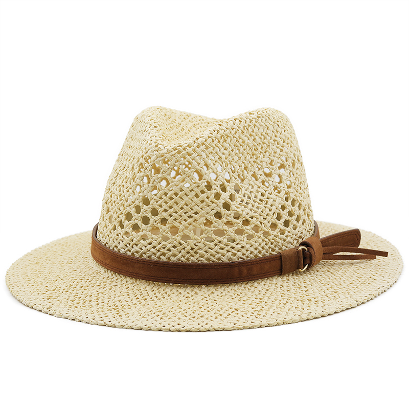 男性と女性のための透かし彫りの麦わら帽子,革の帽子,麦わら帽 - Cowboy Hat Straw のレビューと価格