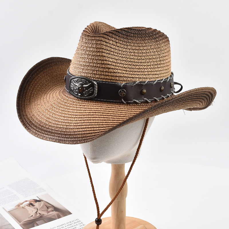 夏用ウェスタンカウボーイ麦わら帽子 男女兼用 アウトドア 広 - Cowboy Hat Straw のレビューと価格