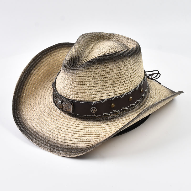 夏用ウェスタンカウボーイ麦わら帽子 男女兼用 アウトドア 広 - Cowboy Hat Straw のレビューと価格